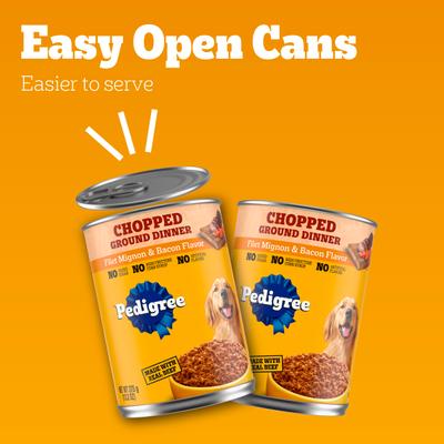 Chopped Ground Dinner Filet Mignon & Bacon Flavor Adult Canned Wet Dog Food, 13.2-oz can, case of 12