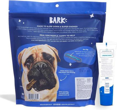 Bright Durable Dental Kit: Large Mint Flavored Dental Dog Treats + Chicken & Thyme Flavored Dog Dental Gel, 15 count, 2.5-oz gel