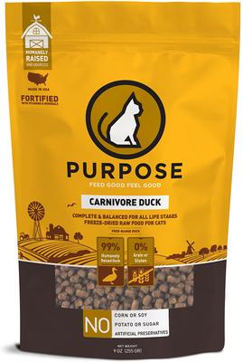 Carnivore Duck Freeze-Dried Grain-Free Raw Cat Food, 9-oz bag
