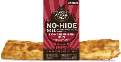 No-Hide Medium Roll Long Lasting Natural Rawhide Alternative Barbeque Bacon Cheeseburger Recipe Dog Chew Treat