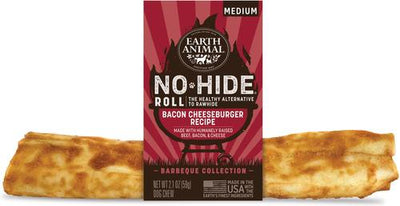 No-Hide Medium Roll Long Lasting Natural Rawhide Alternative Barbeque Bacon Cheeseburger Recipe Dog Chew Treat
