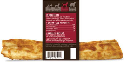 No-Hide Medium Roll Long Lasting Natural Rawhide Alternative Barbeque Bacon Cheeseburger Recipe Dog Chew Treat