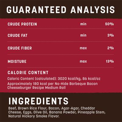 No-Hide Medium Roll Long Lasting Natural Rawhide Alternative Barbeque Bacon Cheeseburger Recipe Dog Chew Treat