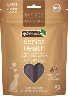 Senior Health Dental Sticks Chicken Flavor Grain-Free Large Dog Treats, 6.6-oz bag