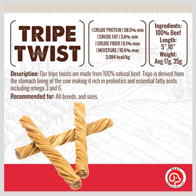 Tripe Twist Beef Flavored 5-in Dog Chews, 12 count