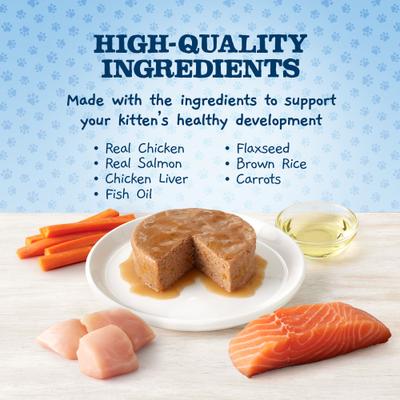 Bundle: Blue Buffalo Baby BLUE Healthy Growth Formula Grain-Free High Protein, Natural Kitten Dry Cat Food, Chicken & Pea Recipe 2-lb + Pate Wet Food Variety Pack, Chicken, Salmon