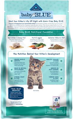 Bundle: Blue Buffalo Baby BLUE Healthy Growth Formula Grain-Free High Protein, Natural Kitten Dry Cat Food, Chicken & Pea Recipe 2-lb + Pate Wet Food Variety Pack, Chicken, Salmon