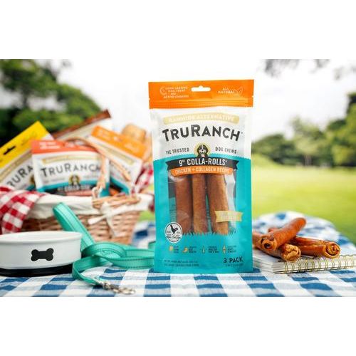 Galletas masticables duras de larga duración con sabor a pollo, rollo de colágeno de 9 pulgadas, 3 unidades