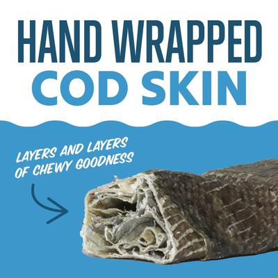 Cod Skin 10-inch Hand Wrapped Natural Dog Chew, 12 count