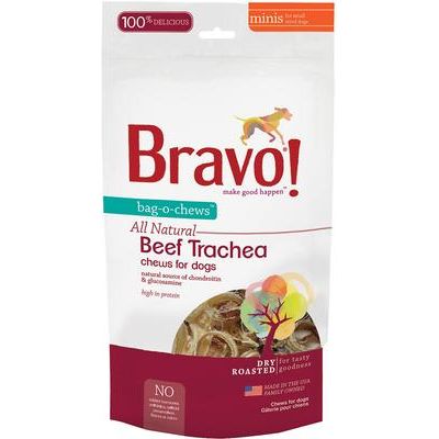Bag-O-Chews Beef Trachea Minis - Golosinas para perros asadas en seco, bolsa de 7 oz