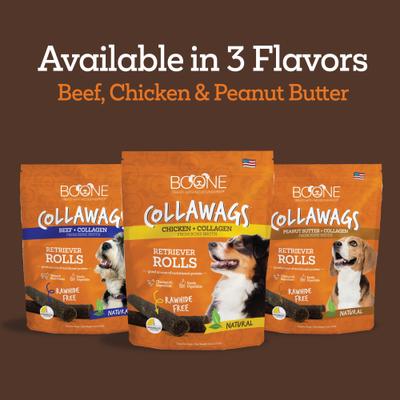 Collawags Retriever Rolls Peanut Butter Flavor Hard Chews Dog Treat, 6-oz bag