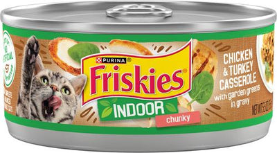 Comida enlatada para gatos Indoor Chunky Chicken & Turkey Casserole, 5.5 oz, caja de 24