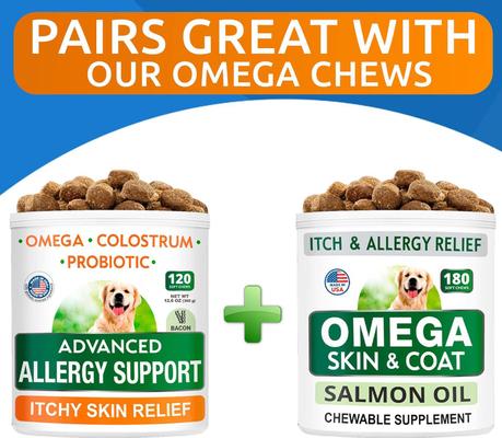 Advanced Allergy Relief & Itch Relief with Omega 3 & Fish Oil with Probiotics Chew Supplement, 120 count
