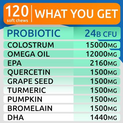 Advanced Allergy Relief & Itch Relief with Omega 3 & Fish Oil with Probiotics Chew Supplement, 120 count