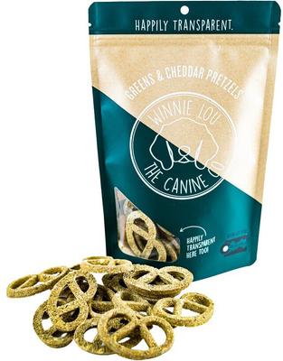 Greens & Cheddar Pretzels Crunchy Dog Treats, 4-oz bag
