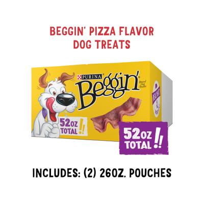 Strips Pizza Flavor with Real Bacon Jerky Dog Treats, 26-oz pouch, case of 2