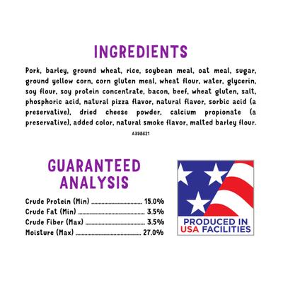 Strips Pizza Flavor with Real Bacon Jerky Dog Treats, 26-oz pouch, case of 2