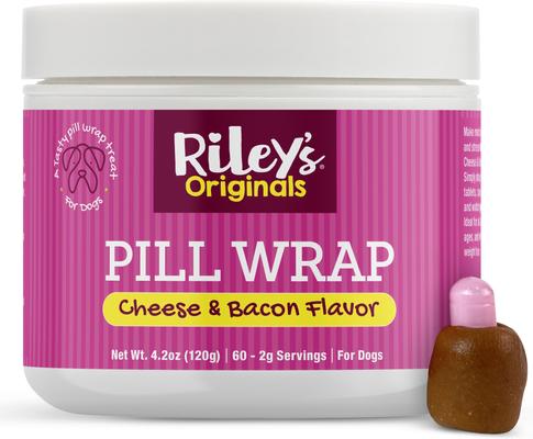 Delicious Cheese & Bacon Flavored Pill Wrap Dog Treat, 4.2-oz jar