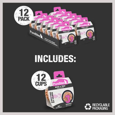 Mixers 100% Wild Skipjack Tuna & Alaskan Salmon in Water Cat Food Topping, 1.76-oz tray, case of 12