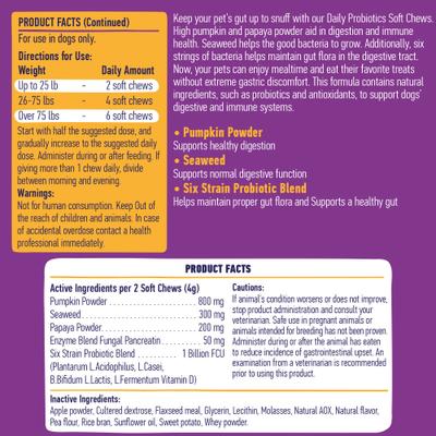 Probiotic Bacon Flavored Supplement for Dogs, 120 count