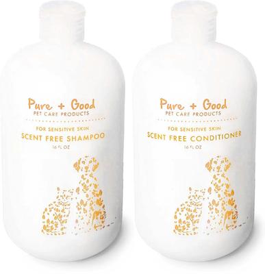 Scent Free Shampoo & Dog & Cat Conditioner Set, 16-fl oz bottle, case of 2