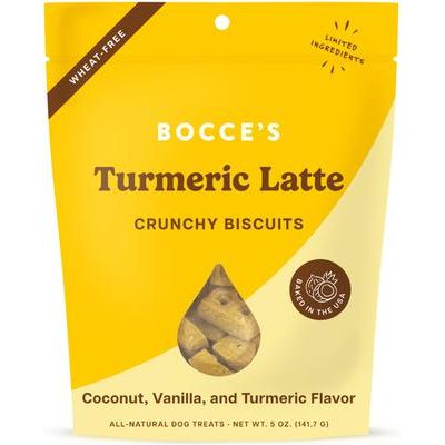 Premios para perros Turmeric Latte con coco, vainilla y cúrcuma, bolsa de 5 oz