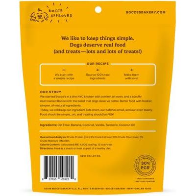 Premios para perros Turmeric Latte con coco, vainilla y cúrcuma, bolsa de 5 oz