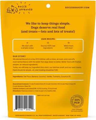 Premios para perros Turmeric Latte con coco, vainilla y cúrcuma, bolsa de 5 oz