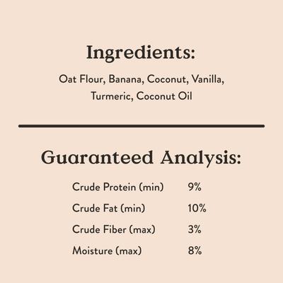 Premios para perros Turmeric Latte con coco, vainilla y cúrcuma, bolsa de 5 oz