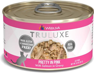 Truluxe Pretty In Pink Salmon in Gravy - Alimento húmedo para gatos sin cereales, 3 oz, caja de 24