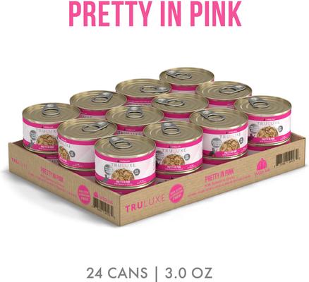 Truluxe Pretty In Pink Salmon in Gravy - Alimento húmedo para gatos sin cereales, 3 oz, caja de 24