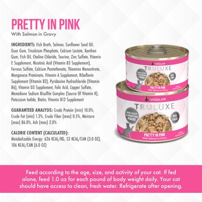 Truluxe Pretty In Pink Salmon in Gravy - Alimento húmedo para gatos sin cereales, 3 oz, caja de 24