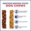Beefhide 7-inch Braided Sticks Variety Pack Beef & Chicken Flavored Dog Hard Chews, 6 count