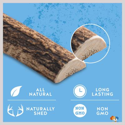 Medium Split Elk Antler Thick Dog Chew Treats, 6-in