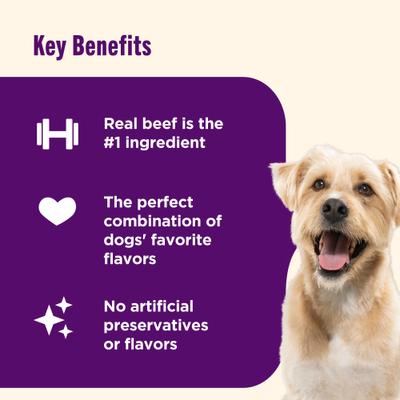 Triple Delights with Real Beef, Bacon, & Peanut Butter Jerky Dog Treats, 4.5-oz pouch, Pack of 5 (Rachael Ray)