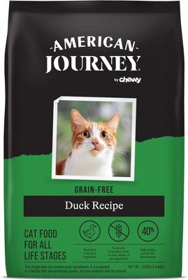 Bundle: American Journey Duck Recipe Grain-Free Dry Cat Food, 12-lb bag & Minced Poultry & Seafood in Gravy Variety Pack Grain-Free Canned Cat Food, 3-oz, case of 24