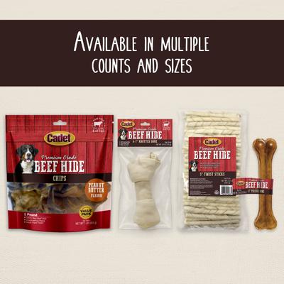 Premium Beef Hide Curls Peanut Butter Flavor Dog Chews, 1-lb