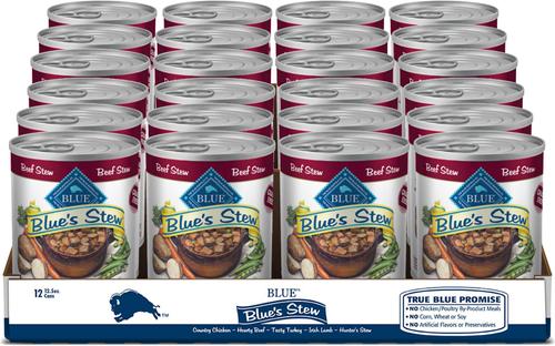 Blue’s Stew Hearty Beef Stew Grain-Free Canned Dog Food, 12.5-oz can, bundle of 24
