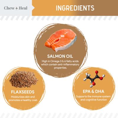 Omega Skin + Coat 60 Original & 180 Peanut Butter Flavored Soft Chew Bundle Supplement for Dogs, 240 count