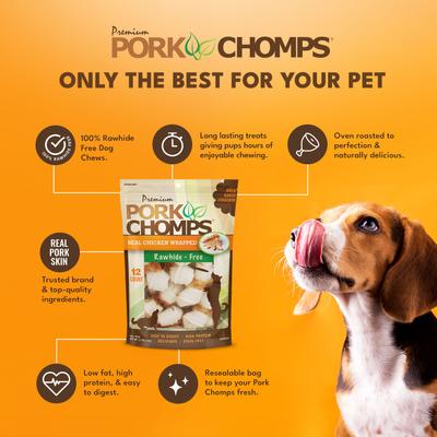 Golosinas para perros Knotz envueltas en pollo real, 2,5 pulgadas, 12 unidades