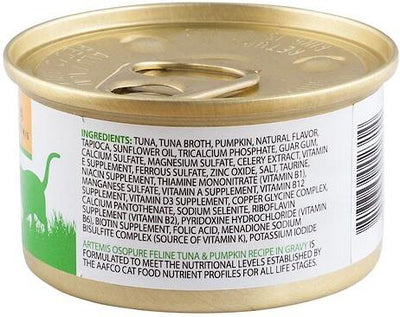 Comida enlatada para gatos Osopure con atún y calabaza en salsa, sin cereales, 3 oz, caja de 24