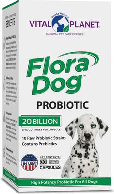 Flora Dog Daily Probiotic Bacon Flavor Veggie Capsule Dog Supplement, 30 count