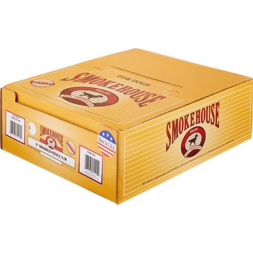 Palitos de pizzle trenzados de 5" para perros, caja de 48