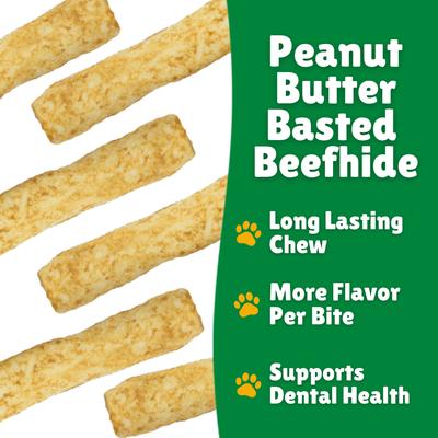 Peanut Butter Basted Rawhide Medium Dog Chews, 16 count