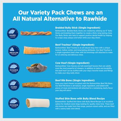Medium Breed Variety Pack Natural Dog Chews, 5 count