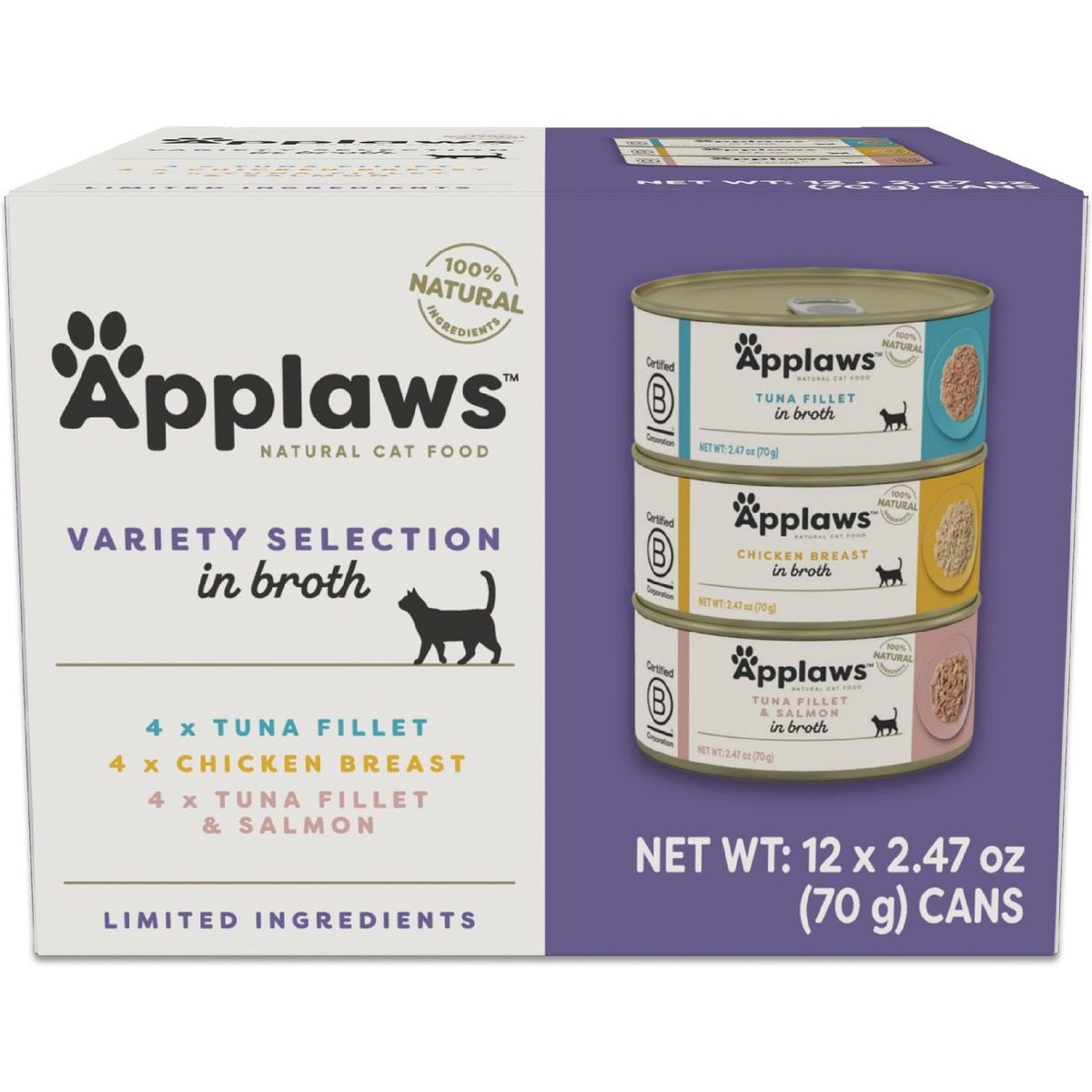 Applaws, Selección Variada en Caldo, 12 latas × 70 g