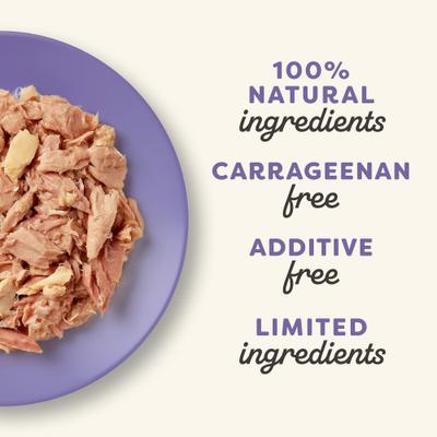 Comida húmeda enlatada para gatos con variedad de sabores en caldo, ingredientes limitados, lata de 2.47 oz, caja de 12