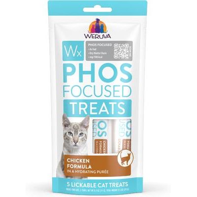 Wx Phos Fórmula Concentrada de Pollo, Premios para lamer sin cereales para gatos, tubo de 0.5 oz, 5 unidades