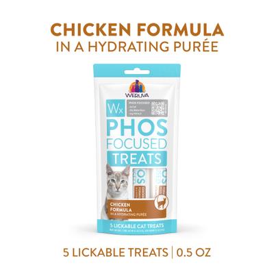 Wx Phos Fórmula Concentrada de Pollo, Premios para lamer sin cereales para gatos, tubo de 0.5 oz, 5 unidades