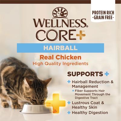 CORE+ Hairball Chicken Grain-Free Natural Dry Cat Food, 4.75-lb bag